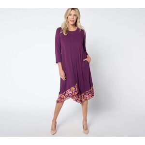 Turbie Twist Women's Petite Dress 1XP Sleeve Stepped Hem Purple A659297